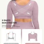 FeelinGirl 3/4 Sleeve Arm Shaper Tops Arm Garments after Lipo Breast Lifter Post Surgical Compression Bra Purple S