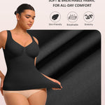 FeelinGirl Women Shapewear Tank Top Tummy Control Compression Tanks V Neck Seamless Body Shaper Camisole Tops for Women Black L