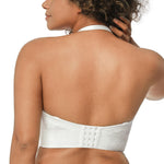HSIA Strapless Bras for Women, Longline Corset for Large Bust Plus Size Supportive Bustier Minimizer Convertible Bandeau, Lace White Style 34DD