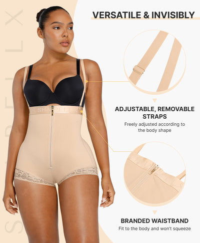 SHAPELLX Womens Shapewear Briefs Tummy Control Fajas Slimming Body Shaper Butt Lifting Panties Strapless Bodysuit Beige XL
