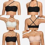 OEAK Womens Strapless Bras Jelly Push Up Bandeau Bra Non Slip Wireless Supportive Padded Bras Seamless Comfortable Tube Bra Skin Medium