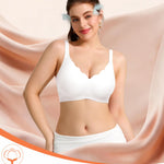 Wireless Jelly Comfortable Bras for Women Push Up Scalloped V Neck No Underwire Tshirt Bra Seamless Padded Bralettes(A1# White(Pure),Large)