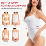 Nebility Shapewear Bodysuit for Women Tummy Control Shapewear Faja Body Shaper Waist Trainer Square Neck Body Suit(White,X-Large)
