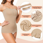 ciksob Strapless Shapewear Tank Top for Women Tummy Control Shapewear Long Tube Top Cami Compression Camisole Strapless Body Shaper Beige 2XL
