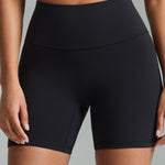 Colorfulkoala Dreamlux No Front Seam Shorts High Waist Biker Shorts for Women 6" Inseam Seamless Workout Yoga Shorts(M, Black)