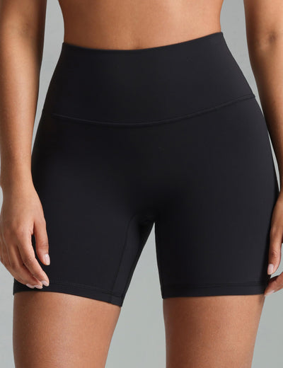 Colorfulkoala Dreamlux No Front Seam Shorts High Waist Biker Shorts for Women 6" Inseam Seamless Workout Yoga Shorts(M, Black)