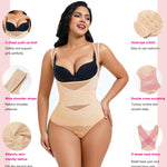 Nebility Thong Shapewear Bodysuit for Women Tummy Control Body Shaper Faja Seamless Waist Trainer Corset Stomach Girdles(Small,Beige Thong)