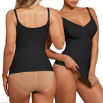 FeelinGirl Womens Tank Top Shapewear Tummy Control Tops Slimming Cami Tank Seamless Compression V Neck Camisole 2-Piece Top Set Black XS