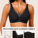 Gailife Womens Deep V Jelly Bras Wireless Mesh Comfortable Bralette Supportive No Underwire Bras Seamless Push Up Plunge Bra -BK,XL Midnight Black
