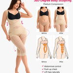 Nebility Shapewear Bodysuit for Women Tummy Control Full Body Shaper Waist Trainer Open Bust Mid-Thigh Bodysuit