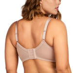 HSIA Minimizer Bras for Women Enchante Full Coverage Underwire Bras Plus Size Lifting Floral Lace Bra for Heavy Breast Dark Pink