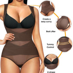 REYEOGO Shapewear Bodysuit for Women Tummy Control Butt Lifter Panty Hi-Waist Trainer Stomach Body Shaper Slimming Girdles(Chocolate Brown, X-Large)