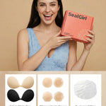 SealGirl Sticky Bra Push Up - 2 Pairs Backless Strapless Bra Invisible Adhesive Bras for Wedding Prom with Nipple Pasties