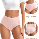 INNERSY Women's High Waist Seamless Underwear No Show Panties Full Coverage Briefs 3-Pack(Medium, Black/Brick Red/Nude)