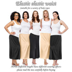Jiuguva 2 Pieces Half Slip Lace Long Underskirt Women's Satin Half Slip for Under Dresses(XXX-Large,Black, Beige)