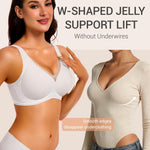 Gailife Womens Deep V Jelly Bras Wireless Mesh Comfortable Bralette Supportive No Underwire Bras Seamless Push Up Plunge Bra -WT,XXL Cream