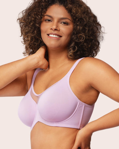 HSIA Minimizer Bras for Women Plus Size, Full Coverage Coolcomfort T Shirt Unlined Bra with Underwire for Heavy Breast, Purple 34C