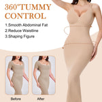 ciksob Shapewear Slips For Under Dress Deep V Neck Tummy Control Long Full Slip Dresses for Women Seamless Body Shaper with Adjustable Strap Beige M
