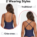 SHAPERIN Women's Deep V Neck Bodysuit Double Lined Plunge Tummy Control Shapewear Thong Body Suits Backless Cami Tank