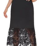 MANCYFIT Half Slips for Under Dresses Extender Slip Skirt for Women Lace Trim Long Underskirt 32 Inch Black XX-Large