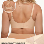 SHAPELLX Wireless Bras for Women Comfortable Supportive No Underwire Crossover Bra Soft Back Smoothing Lifting Bra Nude L