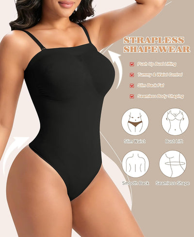 Werena Strapless Shapewear Bodysuit for Women Tummy Control Seamless Body Shaper with Removable Straps Under Dress