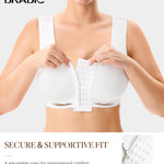 BRABIC Women Front Closure Post Surgery Compression Everyday Bras for Mastectomy Support with Adjustable Straps Wirefree (Medium, White)