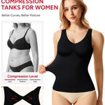 Nebility Compression Tanks for Women Shapewear Tummy Control Body Shaper Cami Tank Top V Neck Camisole