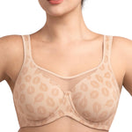 HSIA Minimizer Bras for Women Plus Size, Full Coverage Coolcomfort T Shirt Unlined Bra with Underwire for Heavy Breast, Ivory Beige Lip Print 38DDD