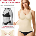 Nebility Compression Tanks for Women Shapewear Tummy Control Body Shaper Cami Tank Top V Neck Camisole