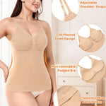 Werena Shapewear Cami With Built-in Bra Compression Tanks for Women Shaping Camisoles Tummy Control Tank Tops(#A Beige, Medium)