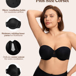HSIA Strapless Bras for Women Large Bust Coolcomfort Minimizer Corset Full Coverage Plus Size Convertible Bustier with Underwire, Black 34DD