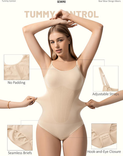 Shapewear Bodysuit Tummy Control Seamless for Women, Inverted Triangle Design with Hip Texture, Faja Body Waist Briefs