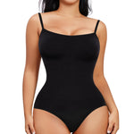 Nebility Shapewear Bodysuits for Women Tummy Control Square Neck Seamless Full Body Shaper Top for Daily Wear Smooths Waist Black Bodysuit