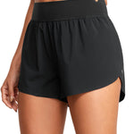 CRZ YOGA High Waisted Dolphin Athletic Running Shorts for Women 3" High Split Comfy Mesh Liner for Gym Workout Track Black X-Small