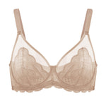 HSIA Minimizer Bras for Women Large Bust Full Coverage Lace Plus Size Bra - Mermaid Scales Beige Brown