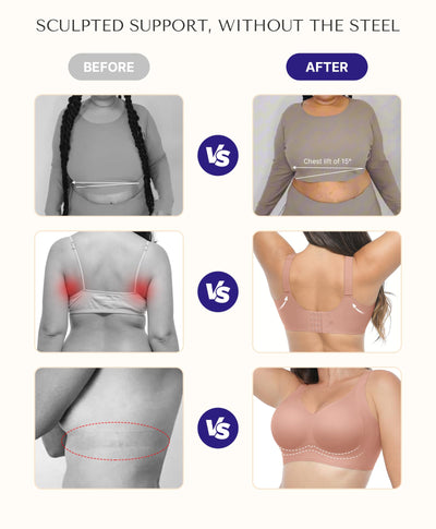 SHAPELLX Comfortable Wireless Supportive Bras for Women Back Fat Smoothing Pushup Bras No Underwire Seamless Minimizer Bra (Pink Medium)