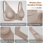 Werena Womens Wireless Jelly Bras Deep V Push Up Low Cut Bra No Underwire Supportive Plunge Seamless Everyday Comfortable Tshirt Bralette (Light Grey,3XL)