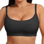FeelinGirl Seamless Bras Wireless Bralettes for Women with Supportive, Wireless Unlined Comfort Buttery Soft Bras for Comfy Sleep Everyday, Black, S