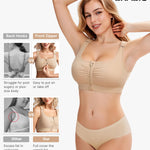 BRABIC Zip Front Closure Bras for Women Post Sugery Compression Surgical Bra Full Coverage with Adjustable Straps (Beige,Large)
