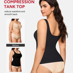 Nebility Shapewear Tank Tops for Women Seamless Compression Tank Top Body Shaper Tummy Control Square Neck Camisole Tops(Black,X-Large)