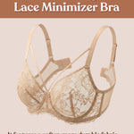 HSIA Minimizer Bras for Women Full Coverage, Unlined Lace Sexy Plus Size Underwire Bra for Large Breasts Beige