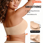 Vertvie Strapless Bra Wireless Non-Slip Push Up Bandeau Bras for Women Full Support Tube Tops Padded Bralette S-Large Breasts(Praline,Medium)
