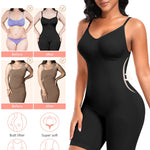 Women's Seamless Shapewear Tummy Control Bodysuit Body Shaper V Neck Seamless Butt Lifter Full Shaping Bodyshapers (Black+Black,Small)