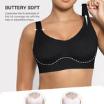 Wireless Push Up Bra for Women No Underwire Comfort Soft Daliy Bras, Wirefree Bralette Full Coverage Support Bras with Straps Black