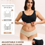 BRABIC Front Closure Compression Bras for Women Post Surgery Wireless Surgery Sleep Bra(Black, Small)