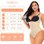 Werena Thong Shapewear Bodysuit for Women Tummy Control Open Bust Body Shaper Slimmer Shaping Thong(#2 Smoothing Beige,Large)