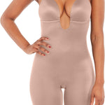 SPANX SPANXshape Suit Your Fancy Plunge Low-Back Mid-Thigh Bodysuit - Comfortable One Piece - Medium Compression - Seamless