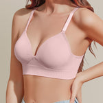 Eleplus 3 Pieces Deep V Wireless Bras for Women Seamless Comfy Bralettes Lightly Lined Multicolors Pack (Black+White+Pink,Medium)