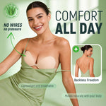 MSHalo Ultra Invisible Sticky Bra Push Up, Strapless Adhesive Bra for Women's Exotic Bras, Reusable Silicone Sticky Boobs for Backless Dress (C Cup, Beige)
